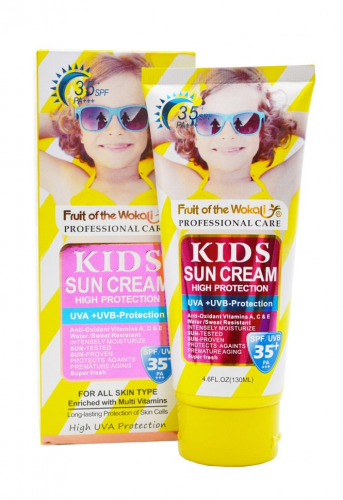 WOKALI  Крем Солнцезащитный KIDS SPF 35+ ДЕТСКИЙ Водостойкий  130мл  (WKL-497)