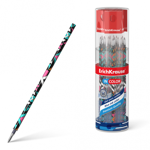 13р. 19р.Стержень гелевый 0.5 ErichKrause® InColor® Ornament, 129 мм, цвет чернил синий (инд. пакеты  в тубусе по 30 шт.)