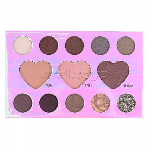 Палетка для лица и для глаз Choco Brownie с зеркалом, 13 цветов, коричневая палитра, пакет