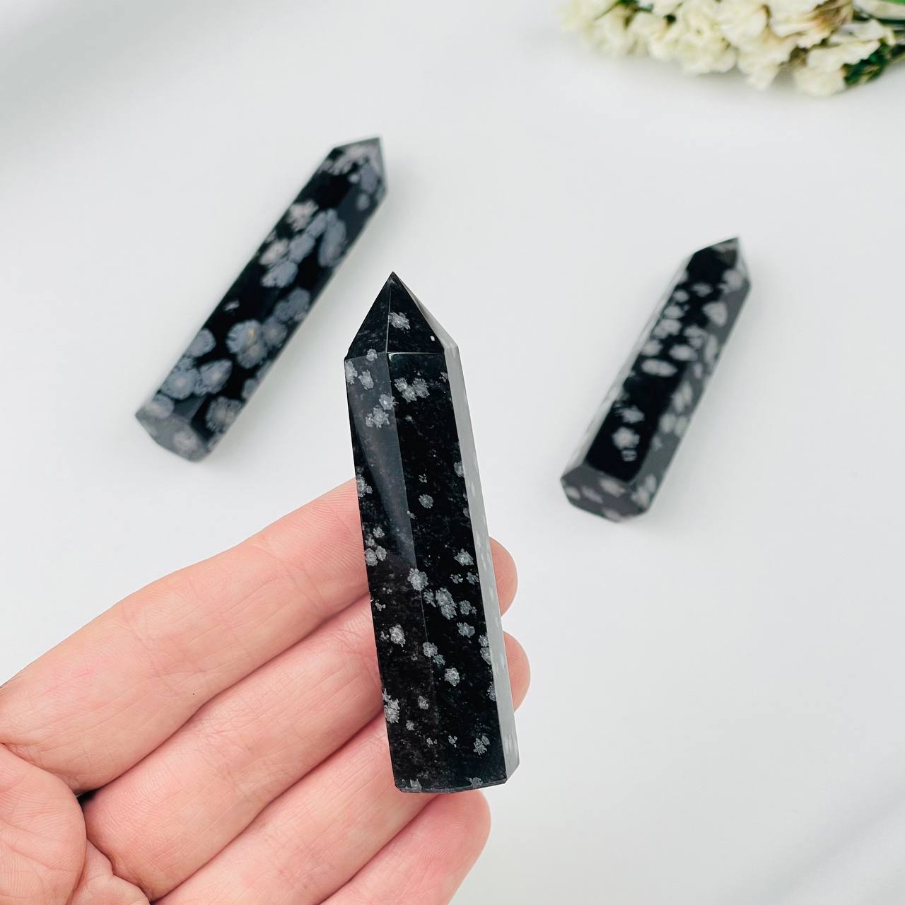 Радуга Самоцветов Кристалл из снежного Обсидиана