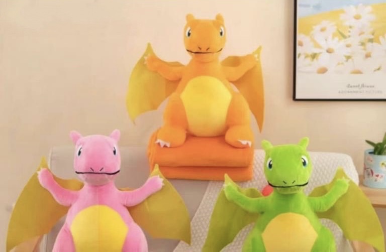 Игрушка с пледом 5616 - 23 КРЫЛАТЫЙ ДИНОЗАВР - розовый р-р 130х160