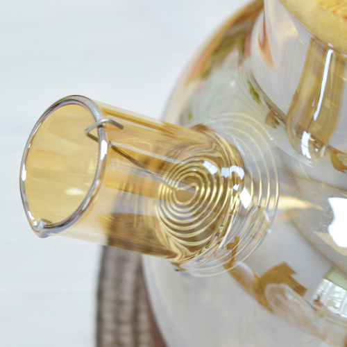Чайник заварочный 1л стеклянный с фильтром-пружиной, с бамбуковой крышкой арт.5262002