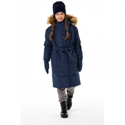 Зимнее пальто Wind расцветка синий, в комплекте краги и шапка