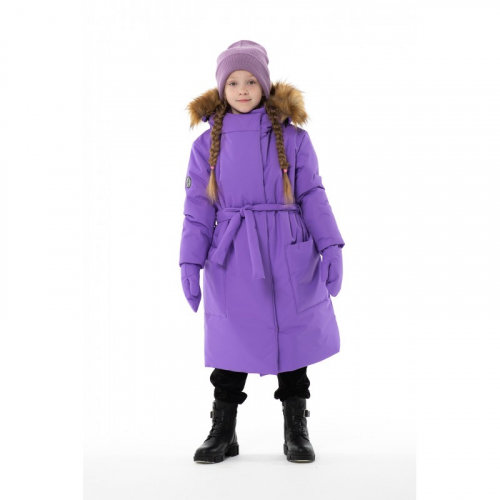 Зимнее пальто Wind расцветка фиолетовый, в комплекте краги и шапка
