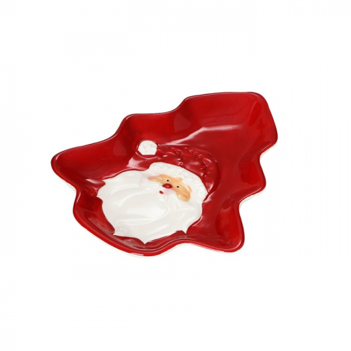 Блюдо керамическое Доляна «Дедушка Мороз», 21,4×17,9×2,7 см, цвет красный