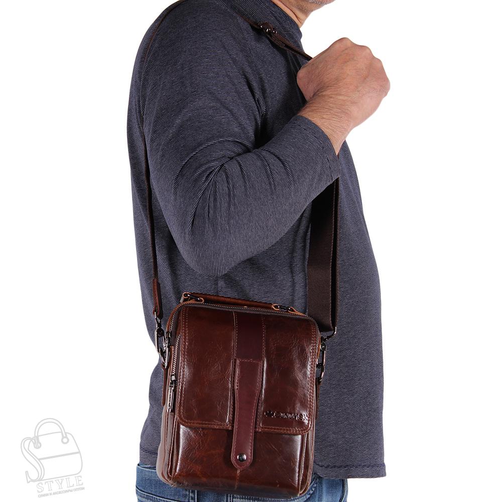 Сумка мужская кожаная 67716 brown Zinimxs