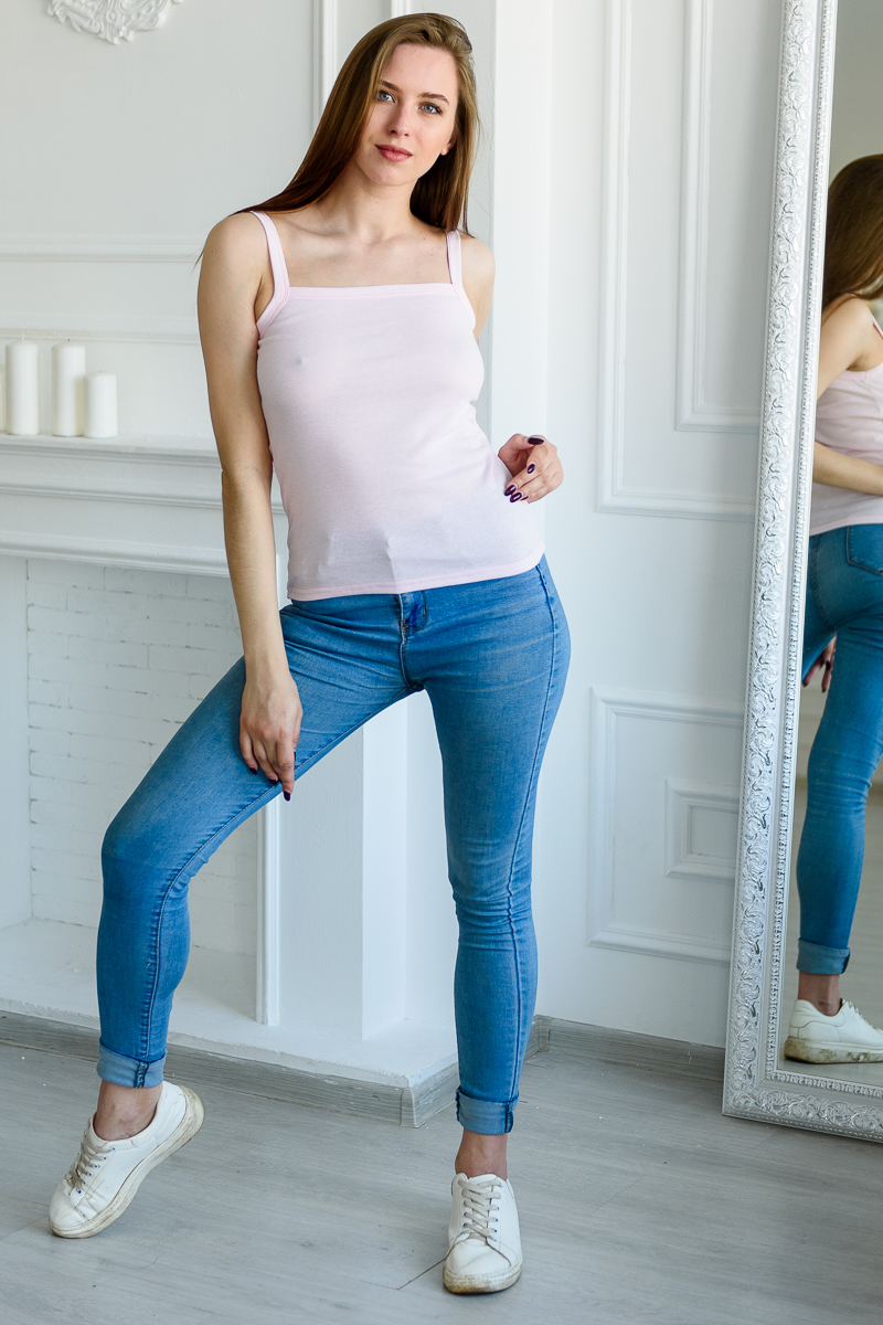 Топ женский из рибаны розовый