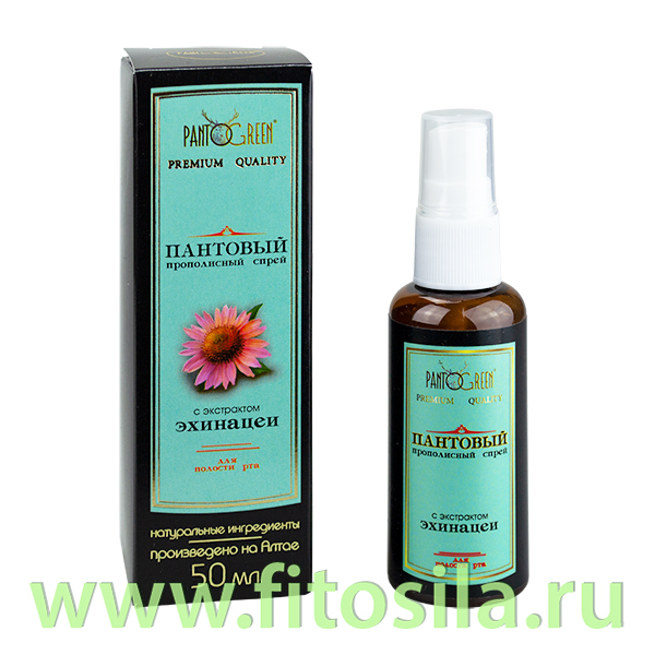 Спрей пантовый прополисный с экстрактом эхинацеи, 50 мл.
