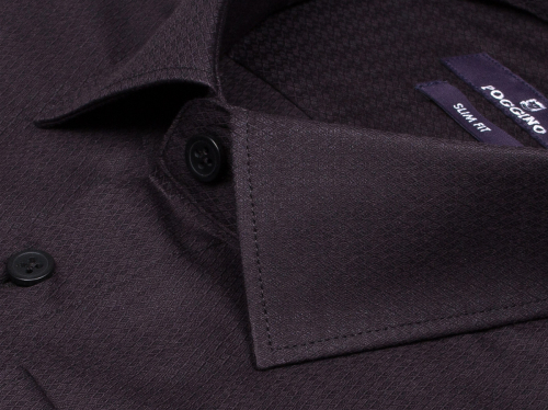 Черная приталенная мужская рубашка Poggino 7014-25 с длинными рукавами