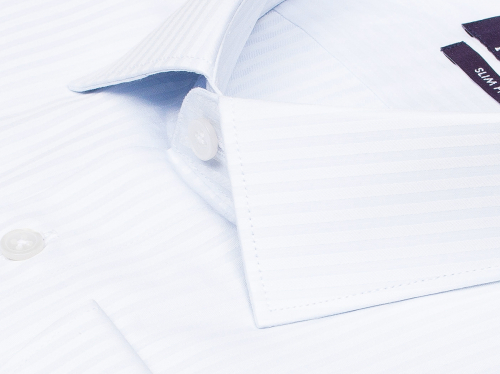 Бледно-голубая приталенная мужская рубашка Poggino 7013-93 в полоску с длинными рукавами
