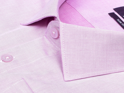 Сиреневая приталенная мужская рубашка Poggino 7015-68 с длинными рукавами