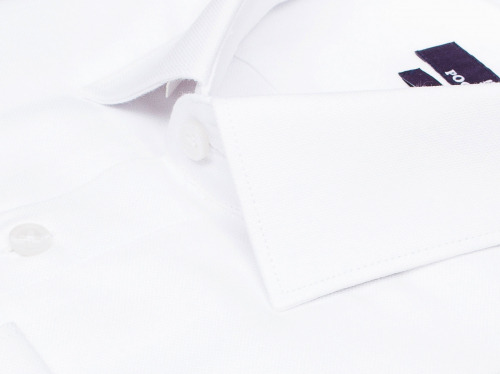 Белая приталенная мужская рубашка Poggino 7013-38 с длинными рукавами