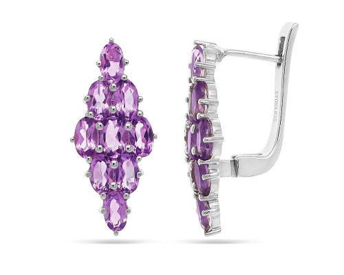 Серьги из серебра аметист, Анхела