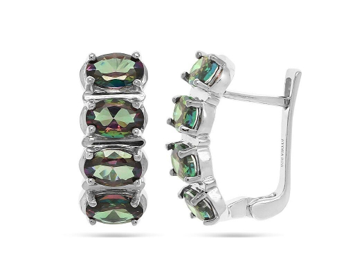 Серьги из серебра мистик кварц, Киноа