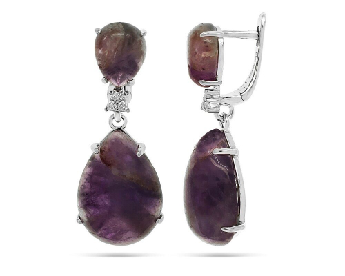 Серьги из серебра аметист, МЦВ077