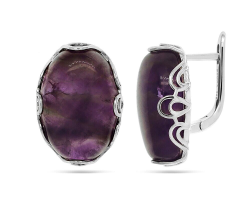 Серьги из серебра аметист, МЦВ218