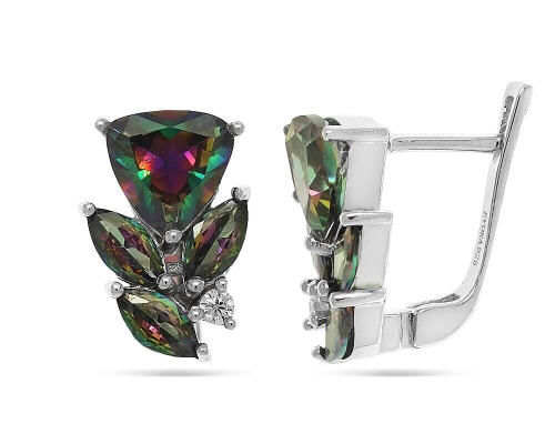 Серьги из серебра мистик кварц, Марина