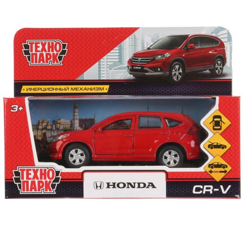 Машина металл HONDA CR-V длина 12 см, двери, багаж, инерц, красный, кор.