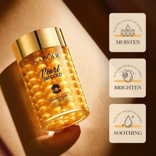 SADOER  Маска для лица Ночная 24K GOLD PEARL Омолаживающая ЖЕМЧУГ и ЗОЛОТО 24К  (шарики)  120г  (SD-58062)