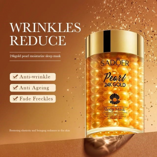SADOER  Маска для лица Ночная 24K GOLD PEARL Омолаживающая ЖЕМЧУГ и ЗОЛОТО 24К  (шарики)  120г  (SD-58062)