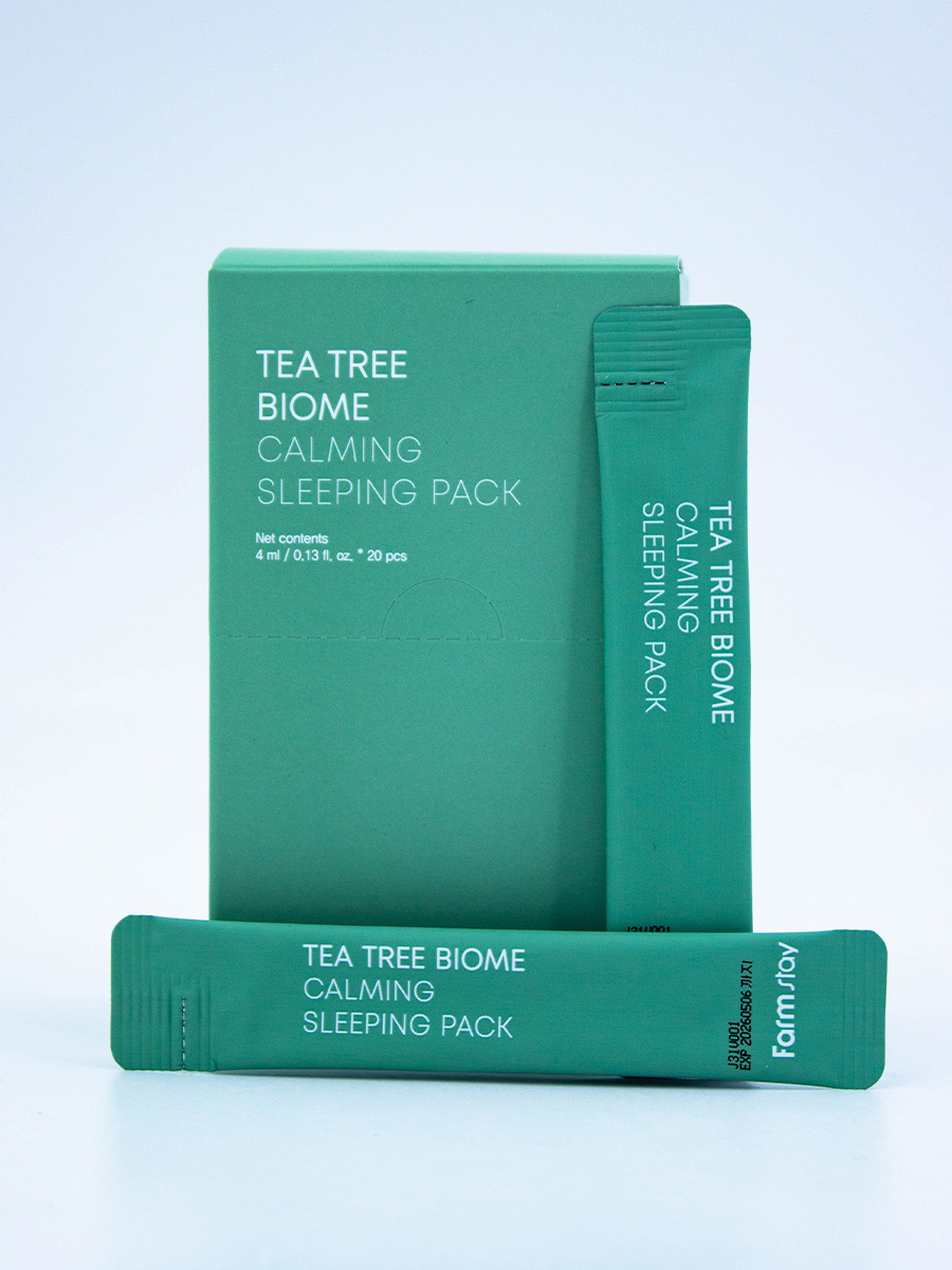FARMSTAY - МАСКА ДЛЯ ЛИЦА НОЧНАЯ С ЭКСТРАКТОМ ЧАЙНОГО ДЕРЕВА TEA TREE BIOME CALMING SLEEPING PACK, 4 МЛ * 20 ШТ
