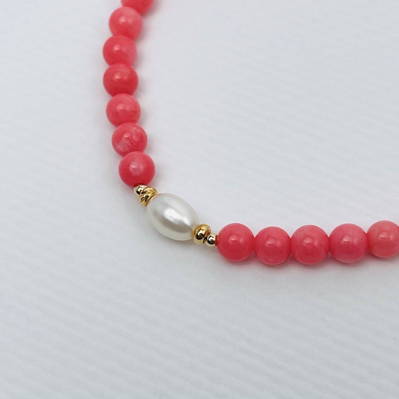 Радуга Самоцветов Браслет из розового Коралла и Жемчуга