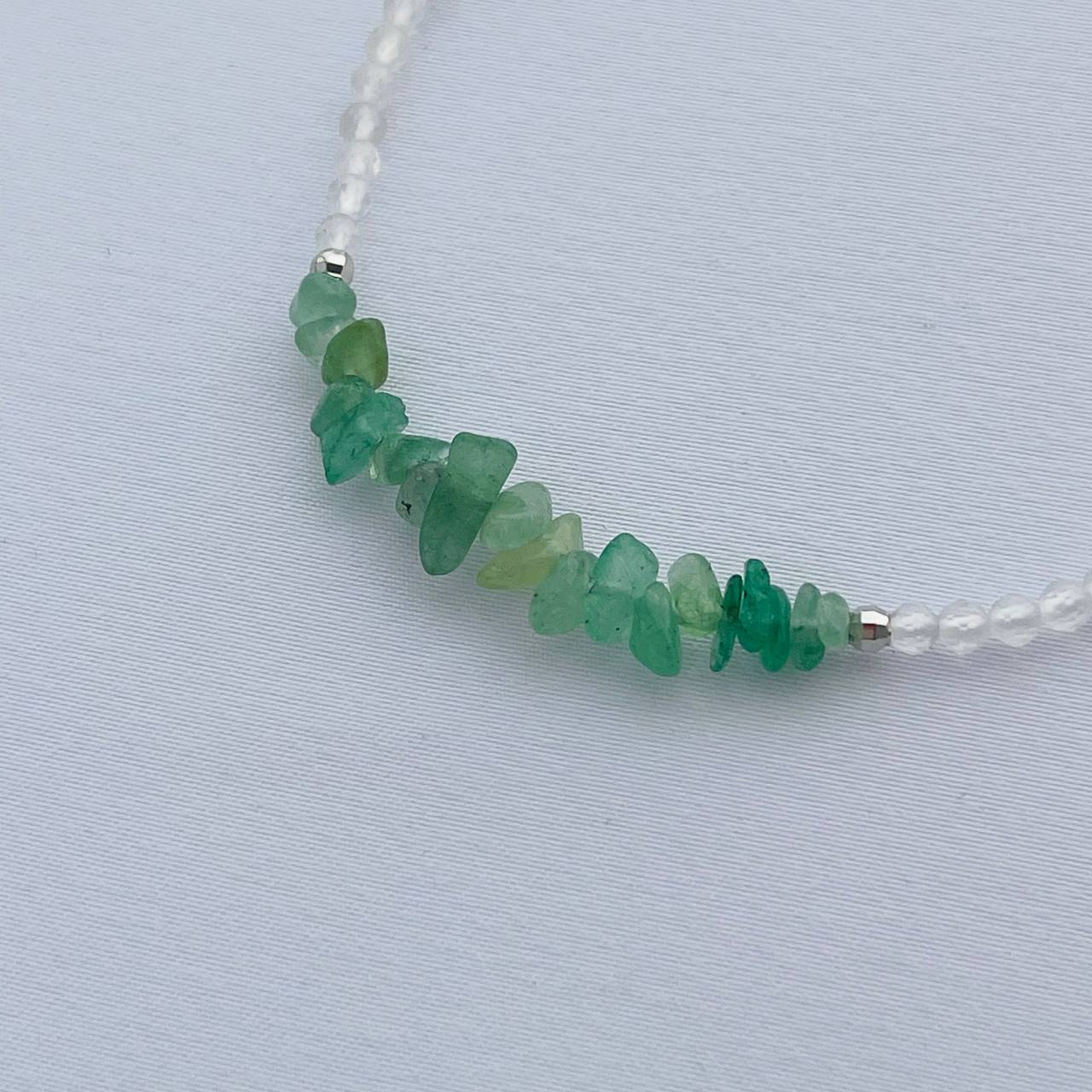 Радуга Самоцветов Браслет из Горного Хрусталя и зеленого Кварца