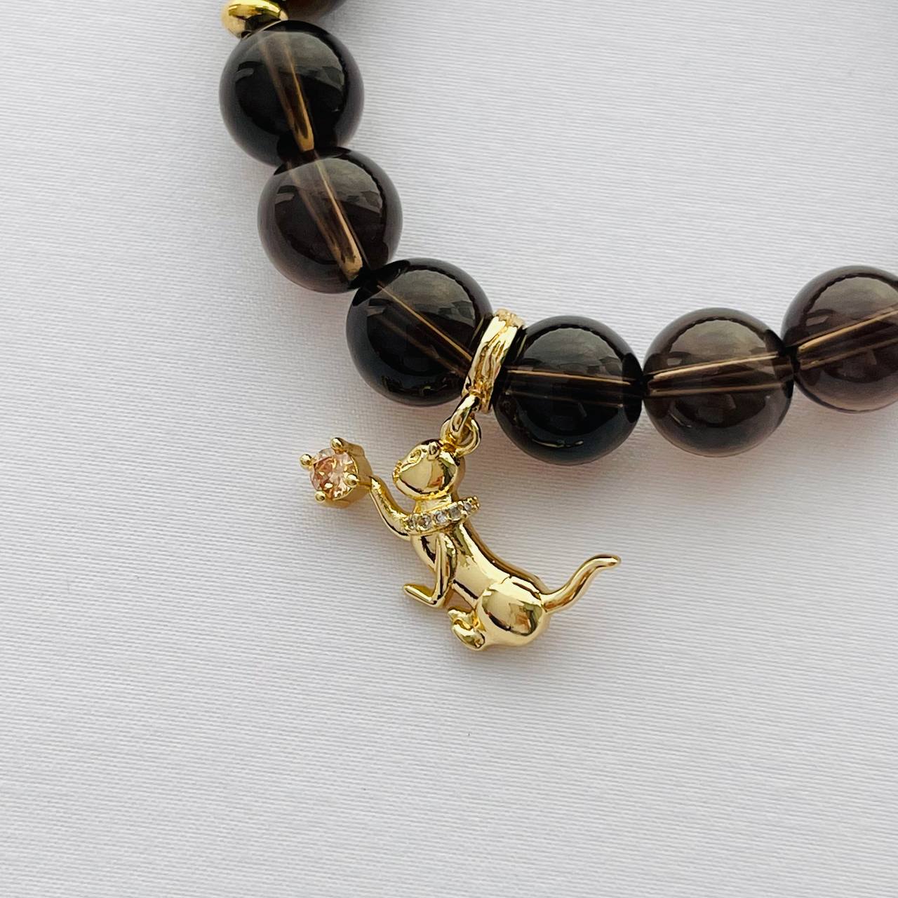 Радуга Самоцветов Браслет из Тигрового глаза и Раухтопаза с подвеской