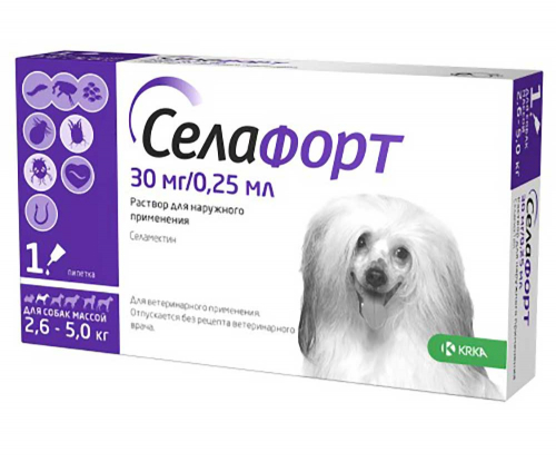 Селафорт 30мг/0,25мл для собак 2,6-5 кг инсектоакарицидный препарат