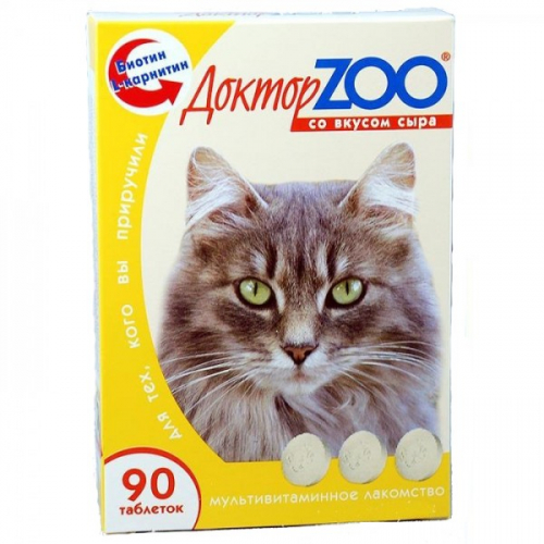 Доктор ZOO Витамины для кошек (сыр), 90 таблеток