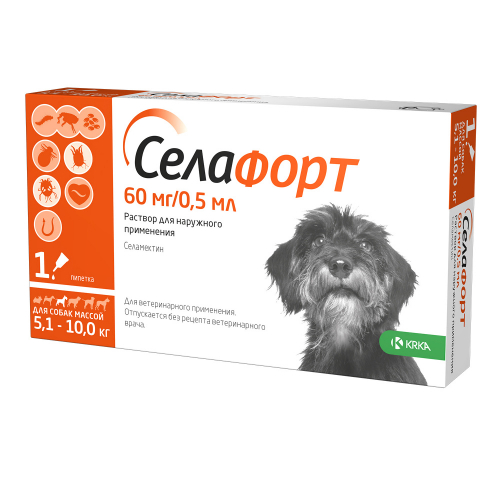 Селафорт 60мг/0,5мл для собак 5-10 кг инсектоакарицидный препарат