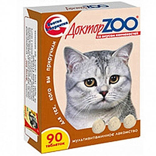 Доктор ZOO Витамины для кошек (копченности), 90 таблеток
