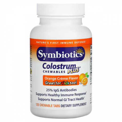 Symbiotics, Colostrum Plus, молозиво, 120 жевательных таблеток (0.18кг) 