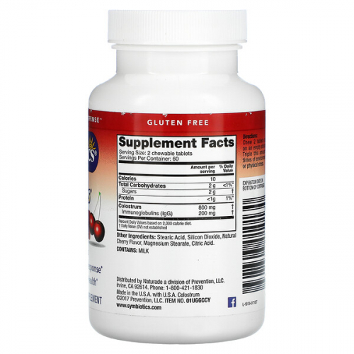 Symbiotics, Colostrum Plus, молозиво, 120 жевательных таблеток (0.18кг) 