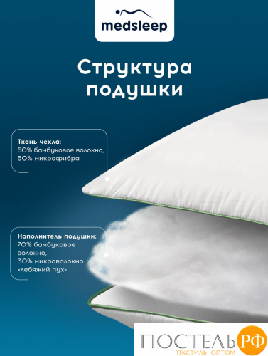 MedSleep DAO Подушка 70х70,1пр,микробамбук/бамбук/микроволокно