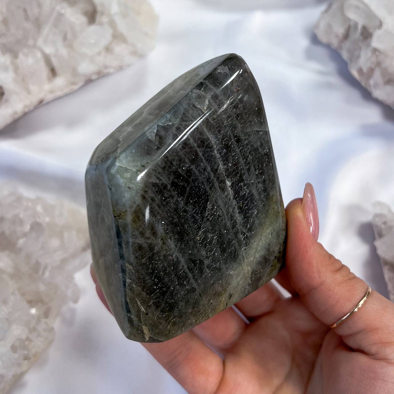 Радуга Самоцветов Срез (экран) из камня Лабрадор полированный