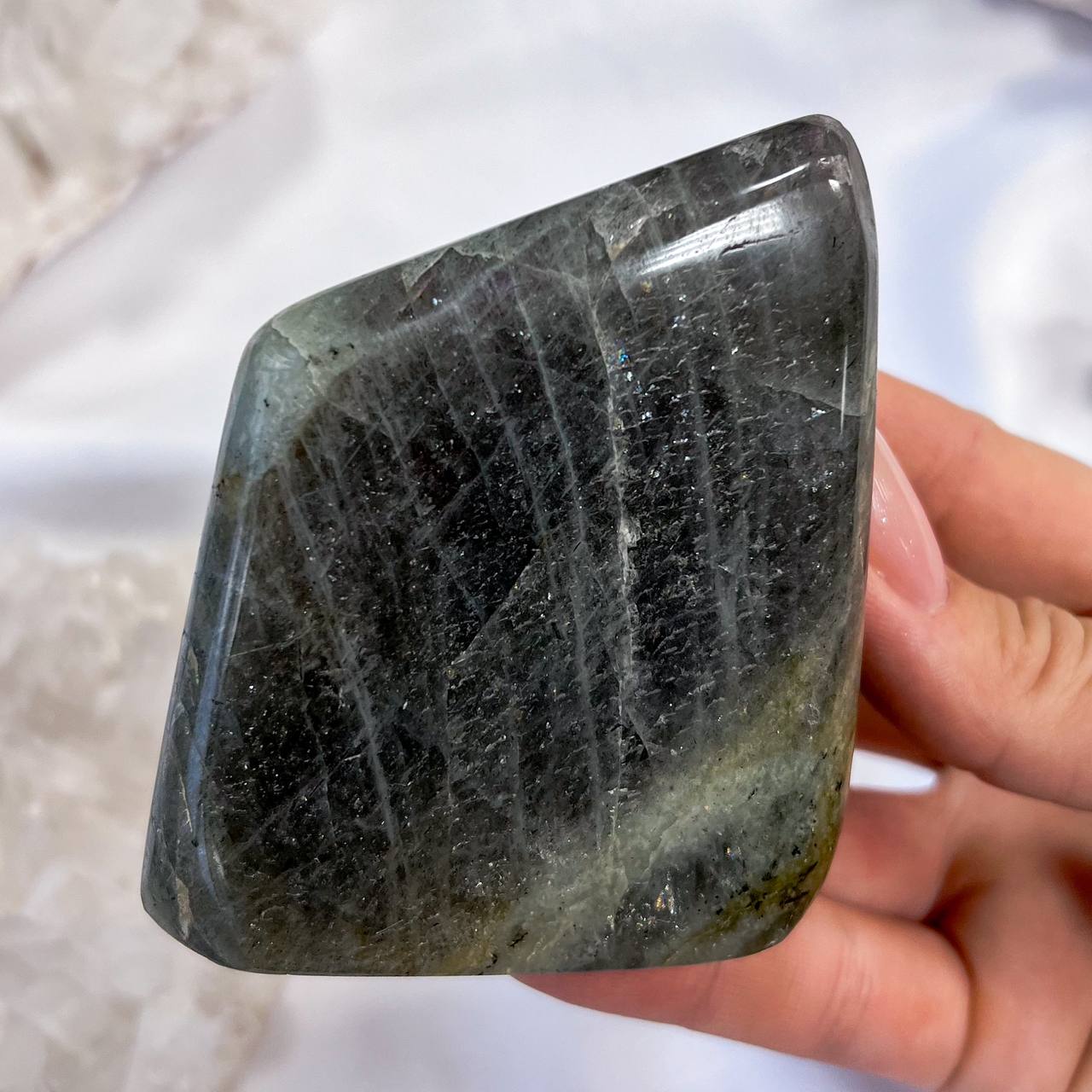 Радуга Самоцветов Срез (экран) из камня Лабрадор полированный