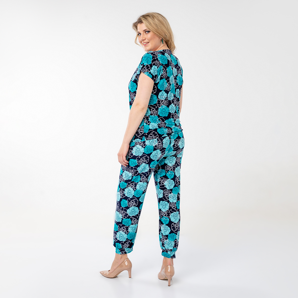 ст. цена1400руб.! Костюм, трикотаж, кофта, брюки, темно-бирюзовый