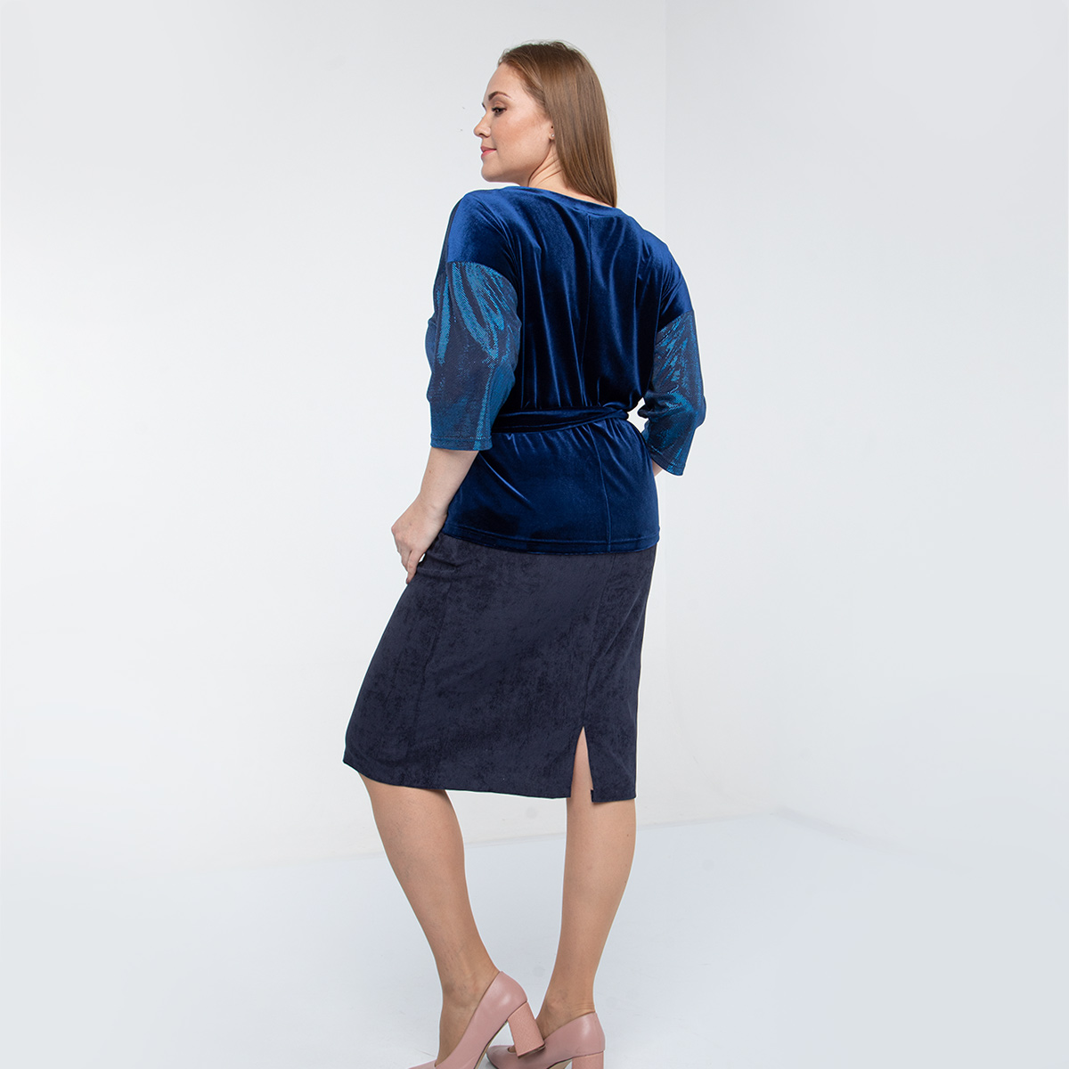 ст. цена1000руб.! Туника, текстиль, пояс, синий