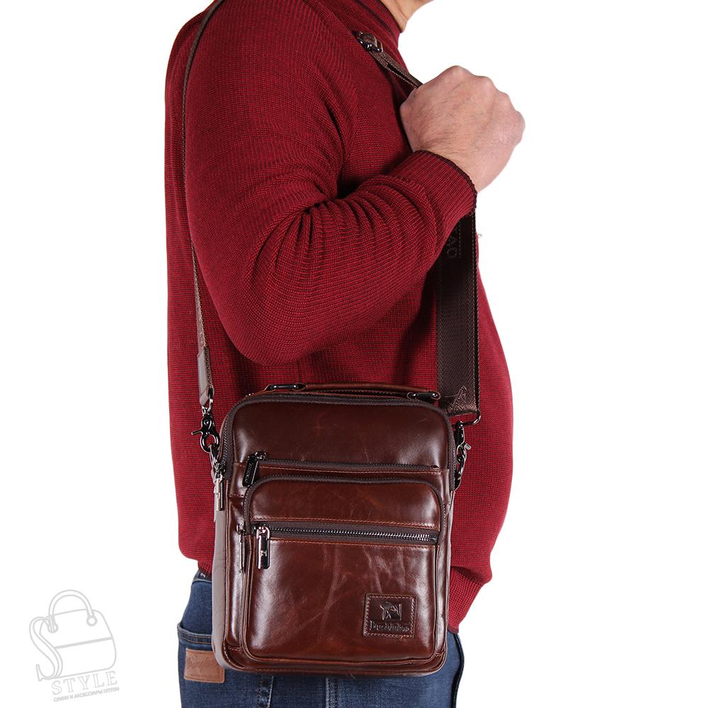 Сумка мужская кожаная 1552ZG brown Fuzhinino