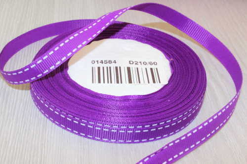 Репсовая лента с прострочкой (фиолетовый), 10мм * 25 ярдов (+-1) В наличии