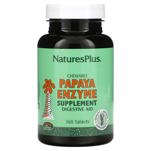 NaturesPlus, Жевательная добавка с ферментами папайи, таблетки