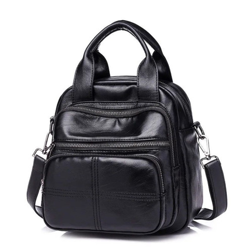 Женская кожаная сумка-рюкзак 955 BLACK