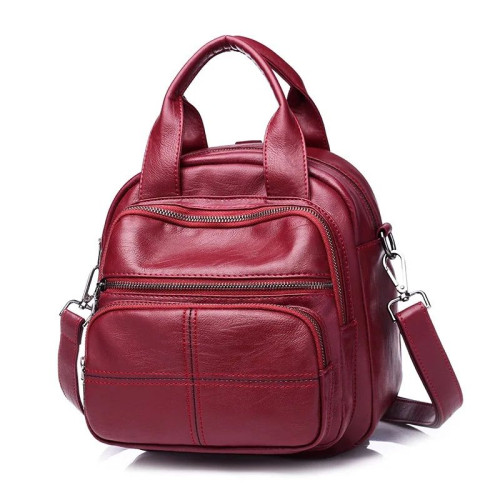 Женская кожаная сумка-рюкзак 955 RED