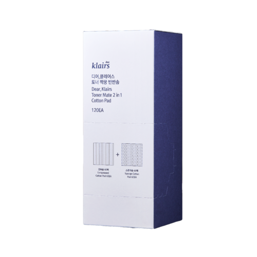 Dear, Klairs Пэды хлопковые для тонера - Toner mate 2 in 1 cotton pad, 120шт