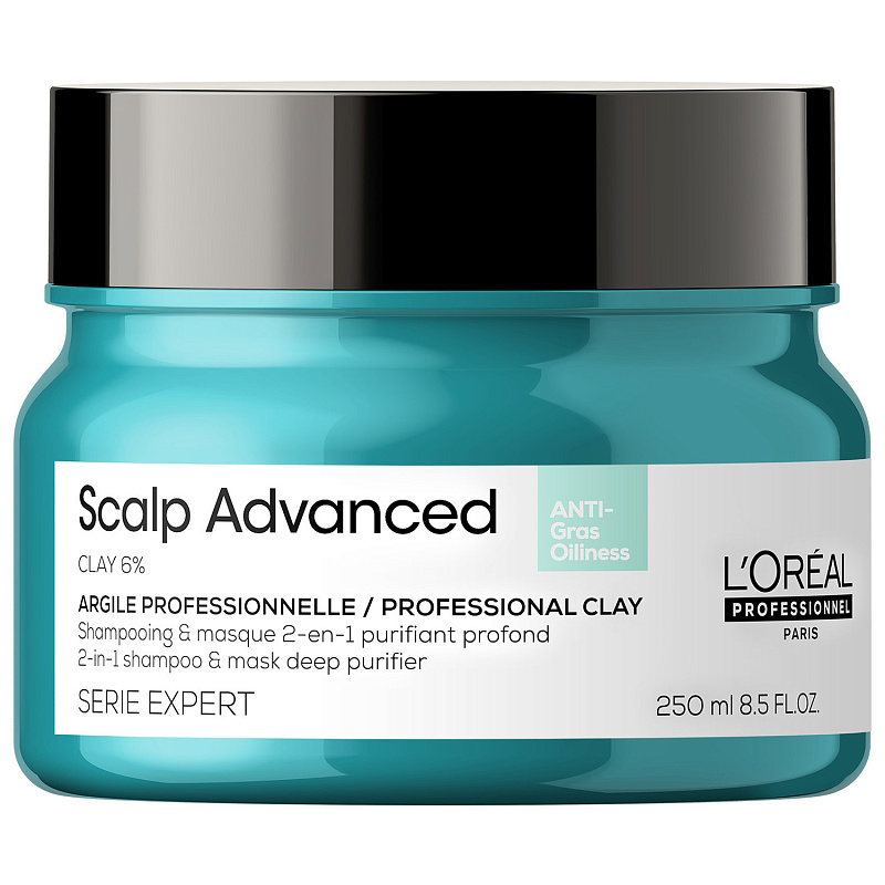 LOREAL Шампунь-маска 2-в-1 для жирной кожи головы Scalp Advanced, 250 мл