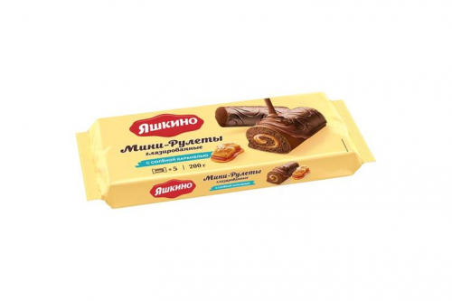 «Яшкино», мини-рулеты глазированные с солёной карамелью, 200 г