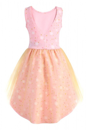 Платье АПРЕЛЬ #916586Звездное небо на розовом с глиттером+золото