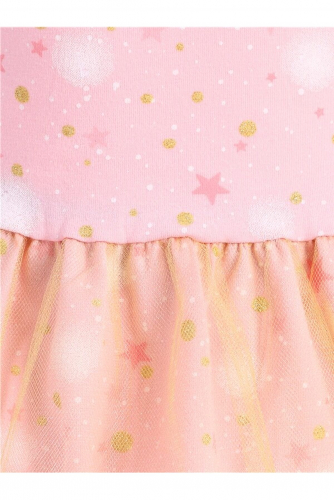 Платье АПРЕЛЬ #916586Звездное небо на розовом с глиттером+золото