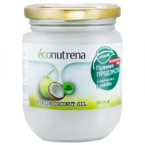 Econutrena Органическое кокосовое масло холодного отжима, 200м